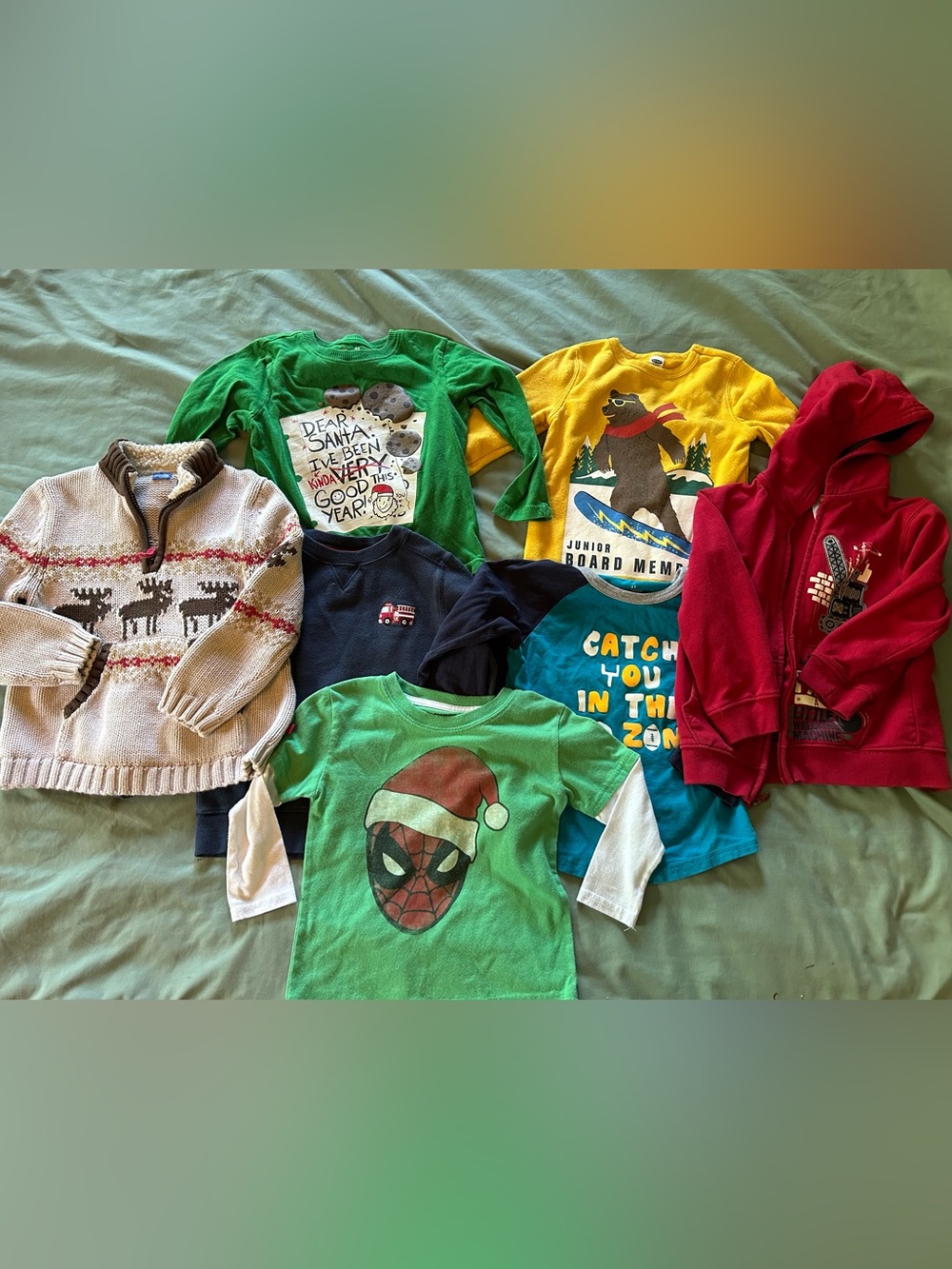 Bundle of 4T Long-Sleeve Tops—Spider-Man, Christmas, Sports, Skiing